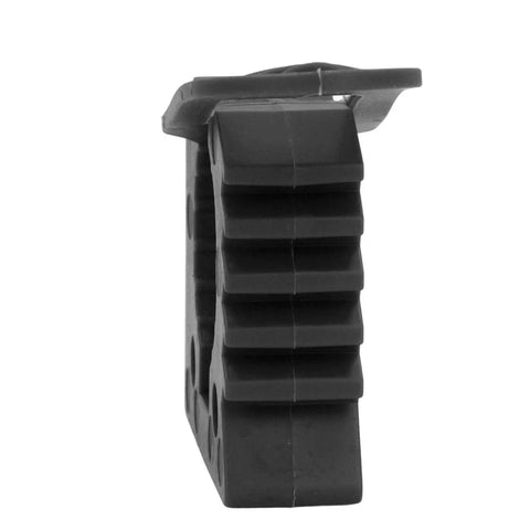 Side view of Heavy Duty Rubber Clamp Mount For Roof Rack Shovel Holders Four Pack 30 To 40mm Clamps 11kg Load Capacity in black rubber