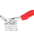 Built Tough 4 Piece Heavy Duty Toggle Clamps Set With Quick Release Vertical Fixture 90 Degree Pressing Handle And 80 Degree Opening Handle Galvanized Iron Construction For Long Lasting Durable Clamping Power In Every Project, single clamp view with red handle