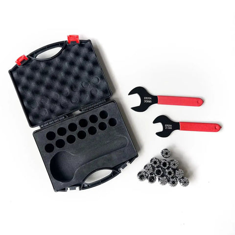 ER20 High Precision Spring Collet Set With Two Wrenches For CNC Engraving Milling Lathe Tool Drill Includes 13 Collets and Case