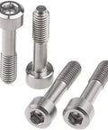 Top Tier Four Piece Titanium Hex Head Bolts For Bike Hardware M5x23mm Socket Cap Screws shown in silver finish.