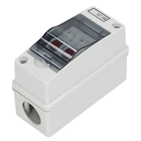 16A DC Miniature Circuit Breaker For DIN Rail Mount 2 Pole Leakage Protector in Outdoor Waterproof Distribution Box with Transparent Cover