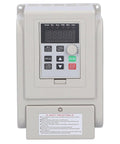 Beefy VFD Variable Frequency Drive 110V To 220V Inverter With Digital Display 1500W Motor Speed Controller For 3 Phase Motors Single Phase Input Heavy Duty Speed Regulation And Precise Control gray plastic front view