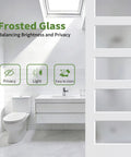 Heavy Duty Sliding Frosted Glass Barn Door With Five Panel Design And Full Roller Track Hardware Ready To Roll Smooth Glide System For Closet Bedroom Or Bathroom Modern Privacy Partition No Sweat Setup in modern bathroom.