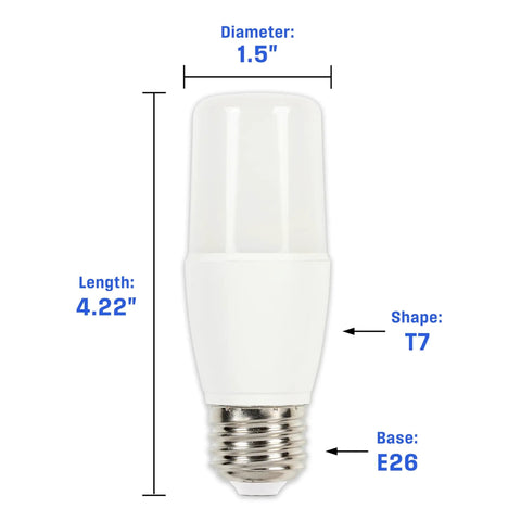 Diagram of 8W LED T7 Frosted Light Bulb 60W Equivalent Warm White 3000K 800 Lumens E26 Base Frost Finish A Total No Brainer For Ceiling Fans