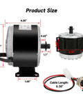 Dimensions of 24V Electric Motor Replacement For E300 E300S E325 Scooters And MX350 MX400 Dirt Rocket Bikes with cable features
