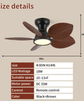 Yunstore Coveview Tropical-Style 30-Inch Ceiling Fan - 6-Speed Settings with palm-leaf blades showing size details.