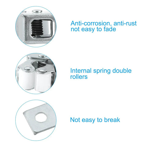 Close-up of Smooth As Butter Stainless Steel Cabinet Latch Set With Double Roller Catch showing internal spring and durability details.