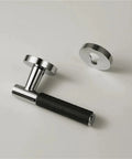 Lychee Skin Door Lock Set In Brass Black Modern Interior Hardware With Dummy Handle For Bedroom And Bathroom Sleek Finish Easy Privacy