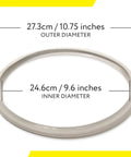 Fagor 10 Inch Pressure Cooker Replacement Gasket Pack Of 2 Silicone Sealing Ring dimensions labeled in centimeters and inches