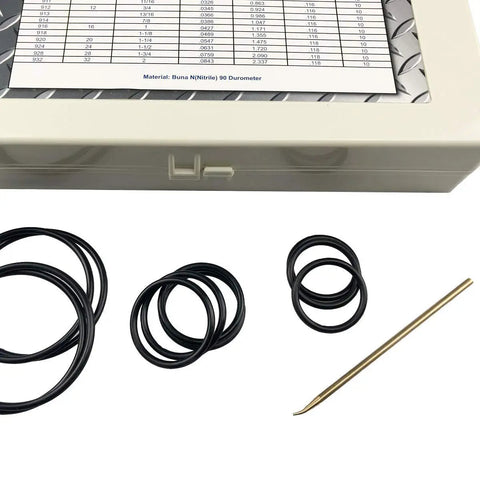 O Ring Boss Hydraulic 212 Piece Buna N 90 Durometer O Ring Assortment Kit with brass pick tool and storage box