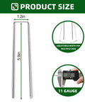 Heavy Duty 6 Inch Galvanized Landscape Staples For Barrier Fabric And Tent Anchors, 11 Gauge Garden Stakes shown in size chart