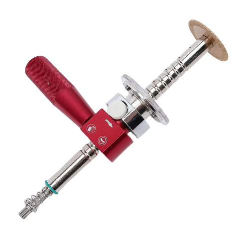 Close-up of Internal PVC Pipe Cutter Set For 6 To 105mm Pipes with red handle and carbide blade for precise flush cuts