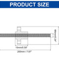 Diagram of 200mm TR6X1 Lead Screw dimensions, showing stainless steel rod with brass nut for 3D printer upgrades and CNC projects.