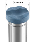 Bottle jack top knob, blue, on a silver hydraulic jack body