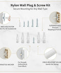 Easy Install Nylon Wall Plug And Screw Kit For Drywall Hollow Brick And Foam Block, white nylon anchors with screws
