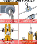 Ultimate Door Lock Hole Opener Kit With 3 Tungsten Steel Cutters And Mortise Template Perfect For Fast High Precision Wood Drilling And Home Improvement Hacks Without Frustration close-up of 10mm triangle chuck and guide rails