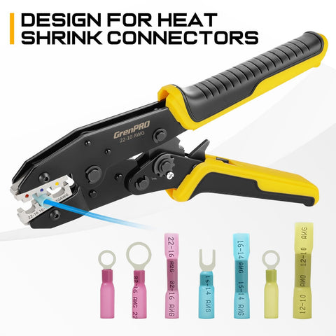 Wire Crimping Tool For Insulated Electrical Wire Connectors AWG 22 To 10 9 Inch Crimping Pliers With Precision Ratchet