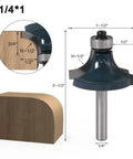 Top Quality 3pcs Round Over Router Bit Set for Woodworking Pros with High Hardness Carbide Tips, 1/4 Inch Shank Cutting Tools For MDF And Cabinets That Look Seriously Dope on display with dimensions.