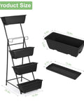 Five Tier Vertical Garden Planter For Balcony Or Patio No Bend Ergonomic Design Space Saving Raised Garden Bed, black frame and pots