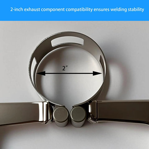 Beefy 2 Inch Stainless Steel Exhaust Clamp On Welding Kit for heavy duty automotive exhaust fabrication and professional tack welding.