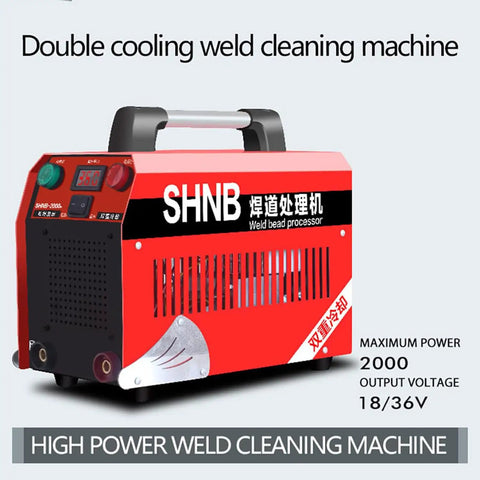 Heavy-Duty 1000W Weld Cleaning Machine For Arc Welds Bead Processor And Spot Cleaner, red exterior, with safety guard