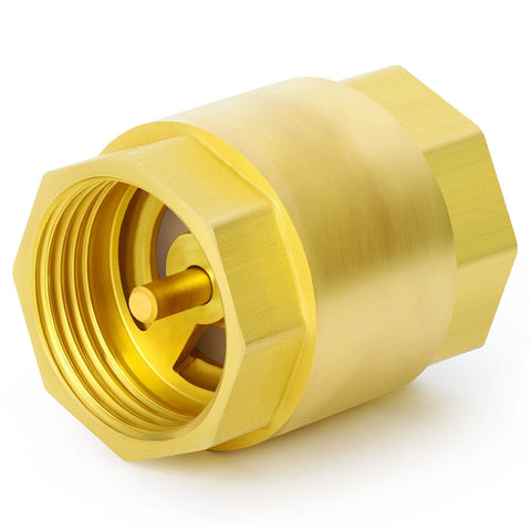 Brass check valve with 1-inch female thread, backflow prevention, hex nut body