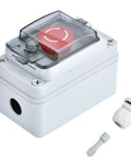 Emergency Stop Button Box 660V 10A Waterproof Outdoor Safety Switch For Industrial Use with clear cover and connectors