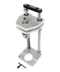 300mm Stroke Drill Press Stand With 6061 Aluminum Alloy Vertical Drill Guide showing CNC-machined base and clamp frame