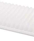 Premium Car Air Filter 12.5 In By 7.6 In By 1.5 In Replacement For 1433003 with white pleated design, angled view.