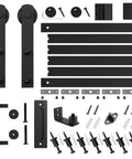 8.2 FT Heavy Duty Sturdy Sliding Barn Door Hardware Kit, Black, includes handle set & floor guide, fits 42"-48" door panel.