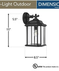 Kent One Light Outdoor Wall Lantern In Black Finish With Clear Beveled Glass Panels, 1 Light, 15" tall, wall mount view
