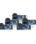 Image of 5 Pack Passive Buzzer Module For DIY Projects With LED Ready Low Level Sound 3.3V To 5V 3 Pins Mounting Nuts Included