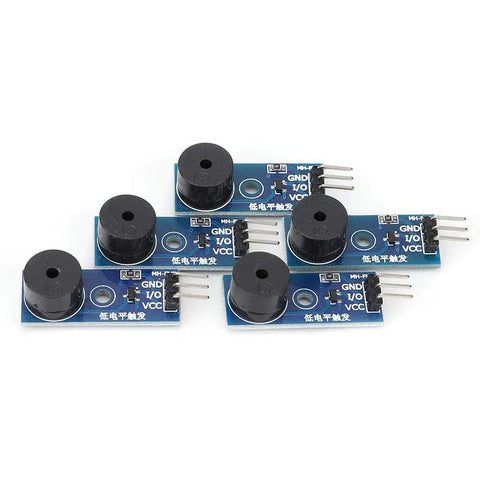 Image of 5 Pack Passive Buzzer Module For DIY Projects With LED Ready Low Level Sound 3.3V To 5V 3 Pins Mounting Nuts Included