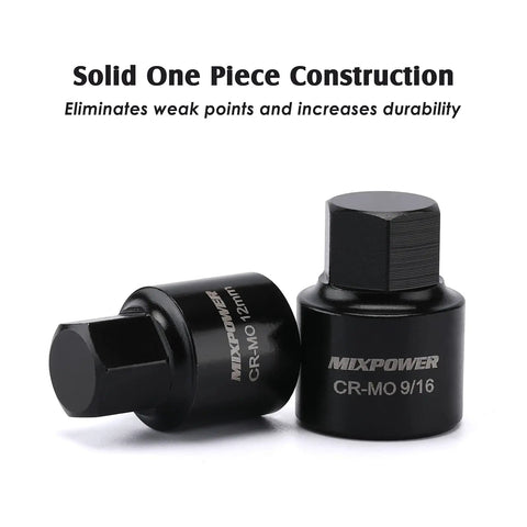 Two CR-MO hex drivers from the Three Eighth Inch Drive Low Profile Impact Hex Driver Set 16 Piece SAE And Metric Hex Bits