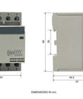Front and side view of 60 Amp 4 Pole Normally Open Contactor With 110 To 120V Coil For Motor Load 40A And Lighting 63A