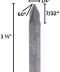 Pro Grade Solid Carbide V Groove Router Bit With Sixty Degree Included Angle One Quarter Inch Shank dimensions marked.