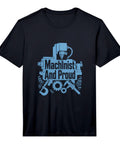 Crisp Machinist Vise Gauge Square Tool Set Tee For Guys High-Performance Moisture Wicking UPF 50 Snag Resistant Fabric Fit For CNC Pros, black t-shirt with blue graphic design.