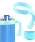 20 Oz Tumbler Handle With Anti Slip Grip For Travel Mugs And Vacuum Insulated Tumblers, light blue handle and silicone cover