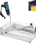 LKJUIO 450W Shrink Wrapping Machine With Roller Bracket Compact Aluminum Alloy Countertop Heat Sealer on white background.
