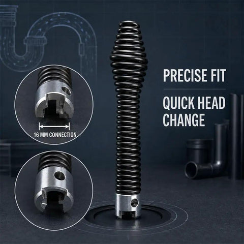 10 Piece Drain Cleaner Head Set Heavy Beefy Reinforcement for Autofeed 50ft Drain Auger Spring Loaded Cutters with 16mm connector.