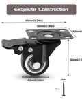 Side view of 1.5 Inch Swivel Caster Wheel Set Of 4 With Brakes For Furniture, Workbench And Cart, featuring dimensions.