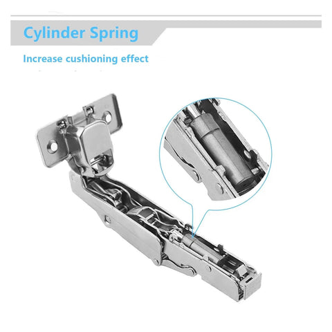 Two Pack 165 Degree Corner Cabinet Hinges Wide Angle Self Closing Steel Hardware detail with cylinder spring