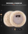 Five Piece Natural Wool Buffing Pad Set For Car Polishing 3 Inch 75mm with size comparison diagram