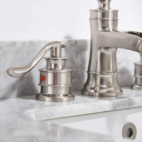 8 Inch Widespread Bathroom Faucet With Three Holes And Two Handles In Dope Brushed Nickel Finish Farmhouse Style Waterfall Sink Faucet