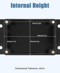 Internal height diagram of IP65 Waterproof ABS Junction Box With Clear Cover Enclosure For Indoor And Outdoor Use Rugged Black Project Box With External Mounting Ears Tough As Nails Weather Ready 3.9 By 2.6 By 1.9 Inches, 76mm x 94mm
