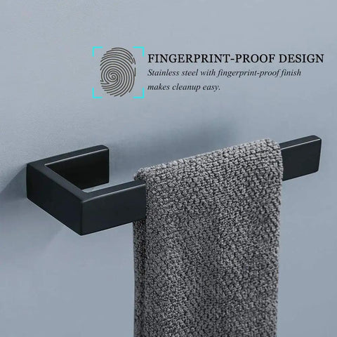 Black Stainless 4 Piece Bathroom Hardware Set With 16.5 Inch Towel Bar Wall Mounted Built To Last Tough As Nails No Rust
