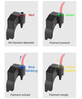 LDO Orbiter V2 Extruder Kit With Smart Filament Sensor V4 2 detects filament status with red, green, blue, and yellow lights