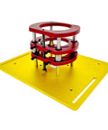 Solid As Rock Aluminum Router Table Insert Plate With Precision Spacers For Woodworking Benches Diy Garages And Milling Setup providing a durable yellow base and red precision spacers.