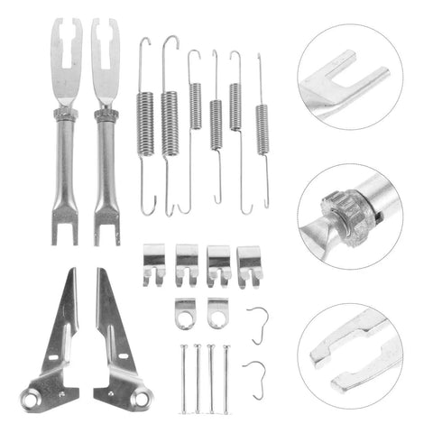 Rear Drum Brake Hardware Kit With Springs Pins And Retainers Steel Construction Durable Wear Resistant Replacement For Cars Ideal For Home Garages And Auto Shops. rear drum brake parts set with springs, pins, and retainers, steel