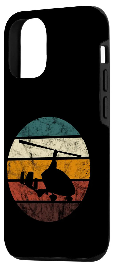 Dope Retro Gyrocopter Themed Phone Case For 12 And 12 Pro With Vintage Aviation Artwork Perfect Pilot Gear For Flight Crews